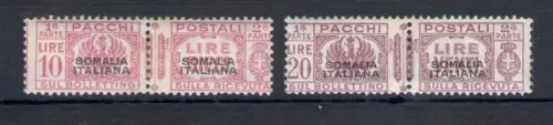 1928-41 SOMALIA - Nr. 64-65, Postpakete mit Littorio-Bündel, 2 hohe Werte, MH*