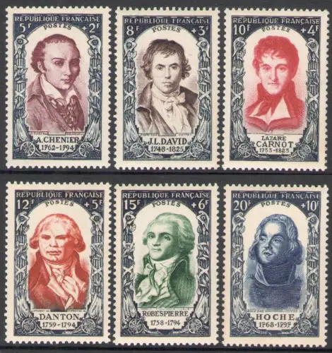1950 FRANKREICH - Nr. 867-72 - BCelebrità del 18 Century, MNH **