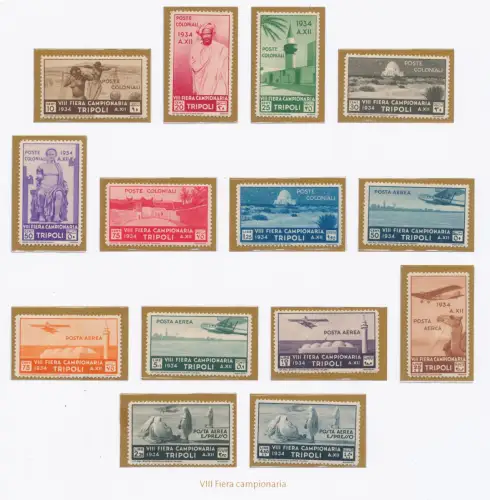 1934 LIBYEN, 8 Messe von Tripolis Nr. 125/31 + Luftpost A14/A20 - MH*