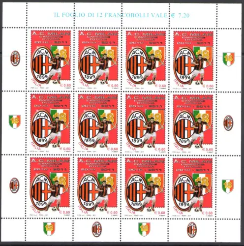 2011 Italien - Republik, Minifoglio Milan Campione, Sächsischer Katalog Nr. 27, postfrisch **