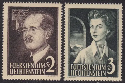1955 Liechtenstein, n. 294/295, Abbildungen der Prinzen, 2 Werte, postfrisch**