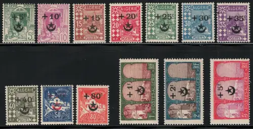 1927 ALGERIEN, Überdruckt, # 58/70, MH*