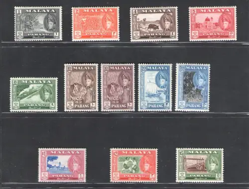 1957-62 PAHANG, Stanley Gibbons # 75-86, Sultan Sir Abu Bakar, MNH**