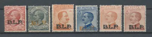 1923 Italien - Königreich, BLP Nr. 13/18, Druckaufdruck (Typ III) - Signaturen auf der Rückseite Diena - Chiavarello - Fiecchi