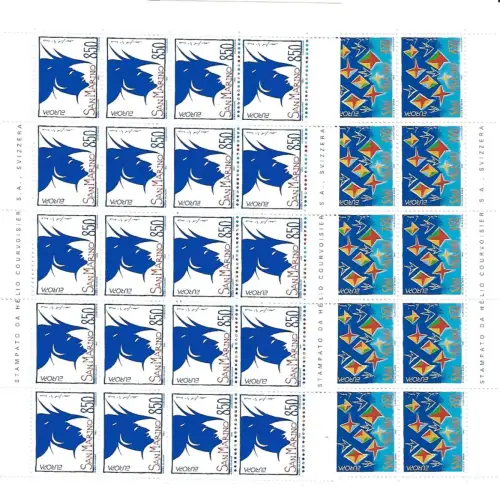 1993 EUROPA CEPT, San Marino 2 Miniblätter, Zeitgenössische Kunst postfrisch **