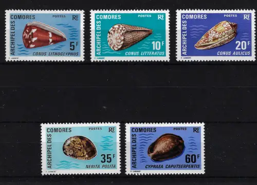 1971 Komoren - Yvert Katalog Nr. 72/76 - Muscheln - 6 Werte - postfrisch**