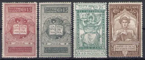 1921 Italien Königreich - Nr. 116/18 + 116A, 6. Todestag von Dante Alighieri, 4 Werte - postfrisch **