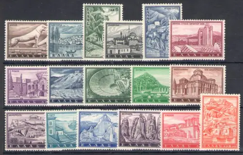 1961 GRIECHENLAND - Touristica, Yvert Nr. 726/42, 17 Werte, postfrisch**