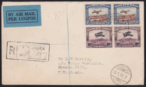 1932 Südafrika Südwesten SWA Erstflug Windhoek Kimberley Sehr schön