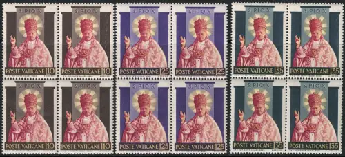 1954 Vatikan, Heiligung Pius X. #182/84, postfrisch ** Viererblock