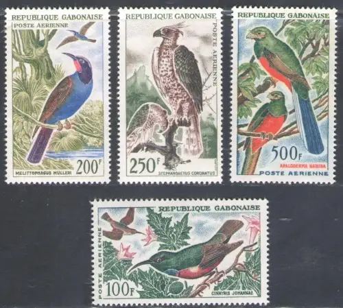 1963-64 Gabun, Vögel Yvert Luftpost # 14/16, postfrisch **