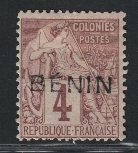 1892 Benin, 4 Cent lila braun und grau #3, MH*
