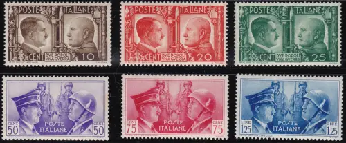 1941 Italien Königreich, Deutsch-Italienische Waffenbruderschaft, # 452/457, postfrisch**