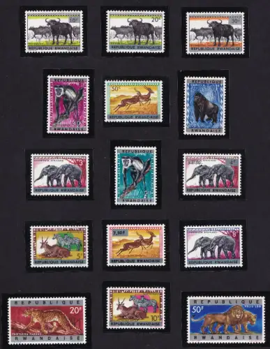 1964 Republik Ruanda COB # 52/66 15 Werte, postfrisch **