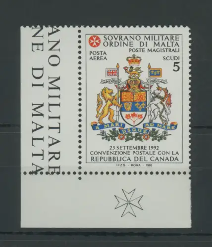 1993 SMOM - PA 47 Postabkommen mit Kanada MNH/** BLATTECKE