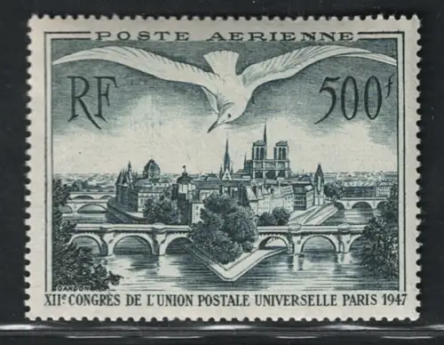 1947 FRANKREICH, Luftpost Nr. 20, Ansicht von Paris - postfrisch **