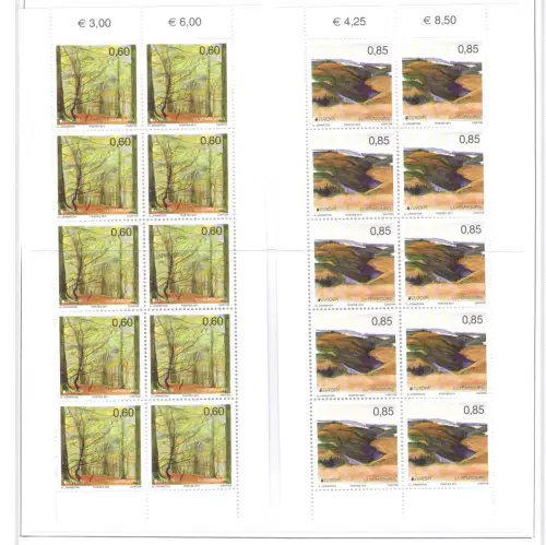 2011 EUROPA CEPT Luxemburg 2 Miniblätter mit 10 Werten Le Foreste MNH **