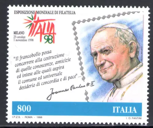 1998 Italien Gemeinschaftsausgabe mit San Marino Tag der Briefmarke und des Sammelns 1 Val MNH **
