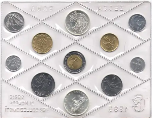 1985 Italien - Divisionsmünze kompletter Jahrgang 11 Werte - FDC
