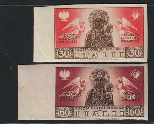 1946 POLNISCHES KORPS, Kriegshilfe # 19A/21A, verschiedene Farben, postfrisch **