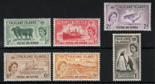 1955-57 FALKLAND ISLANDS - SG 187/192 5 Werte postfrisch **