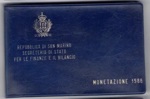 1988 Republik San Marino, Divisionsmünzen, FDC MIT 1.000 Lire in Silber