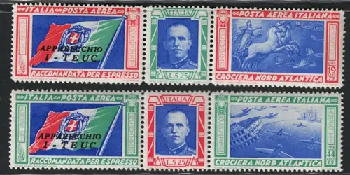 1933 Italien, Königreich, Luftpost, # 51S/52S, Tripttici Teuc, postfrisch **
