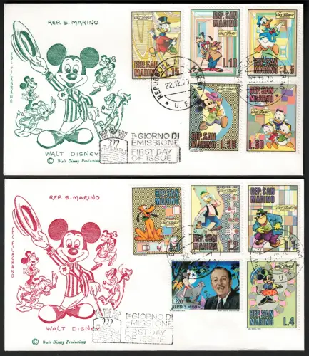 1970 SAN MARINO, Hommage an Walt Disney # 814/23, gebraucht FDC