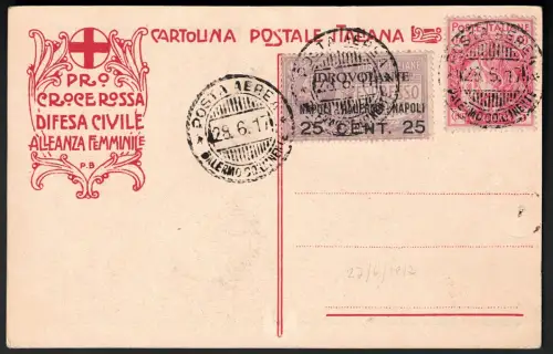 1917 Italien, # 2 Offizielle Postkarte. Wasserflug Neapel-Palermo, FDC