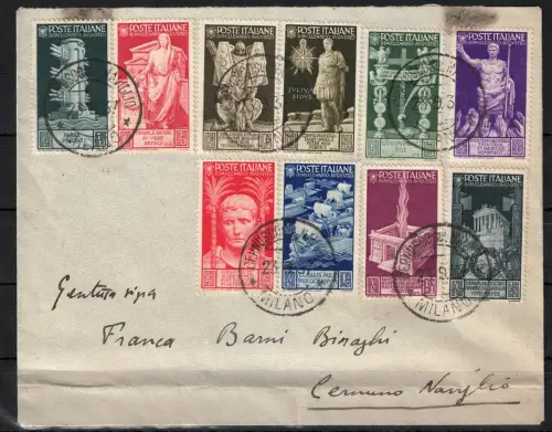 1937 Italien, # 416/25 Augustus, komplette Post, gebraucht FDC