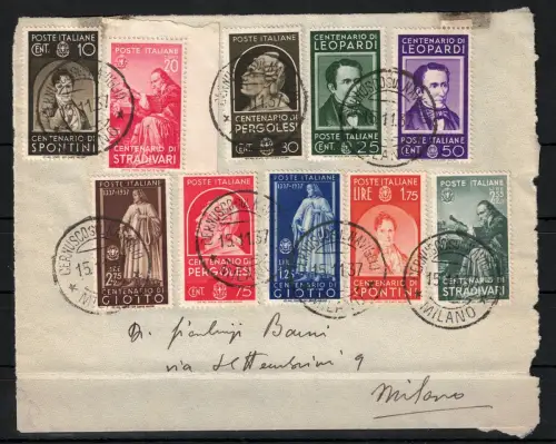 1937 Italien, # 426/35 Uomini Illusti, Titelblatt, gebraucht