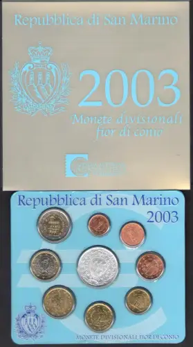 2003 Republik San Marino - Divisionsmünzen - Komplette Serie FDC