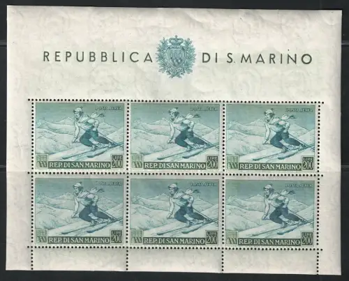 1953 SAN MARINO, Skiblatt, # 15 - Ohne Falten - postfrisch **
