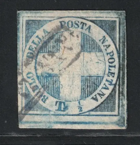 1860 Neapel, Statthalterei # 16, 1/2 Tornese azzurro, gebraucht