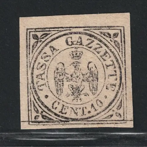 1859 Modena, Steuermarken für Zeitungen # 5, 10 Cent schwarz, MH*
