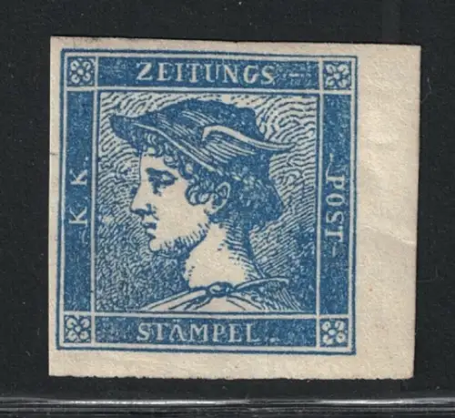 1851 Lombardo Veneto, Zeitungsmarken # 1, 3 Cent hellblau I Typ, MH*