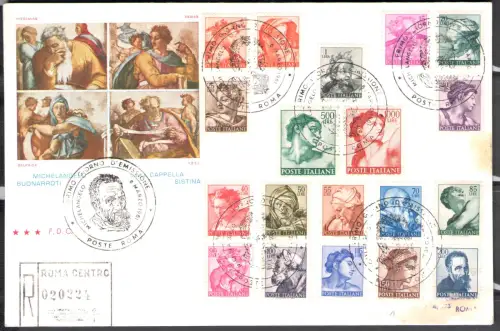 1961 Michelangelo #899-917 Einschreiben Reise Erstausgabetag