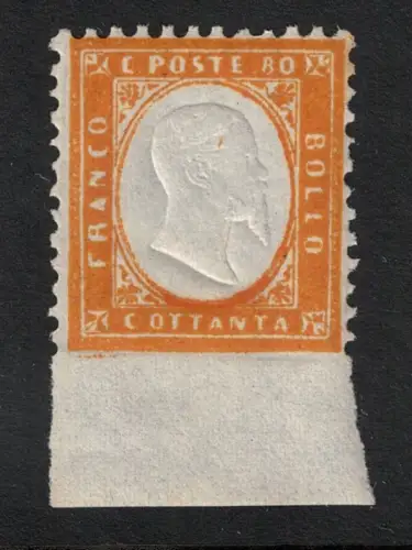 1862 Italien, # 4 I, 80 Cent gelb orange, Abbild Vittorio Emanuele II, POSTFRISCH**