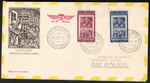 1951 Vatikanstadt, Graziano, Aerogramm, Poststopp im Vatikan, gebraucht