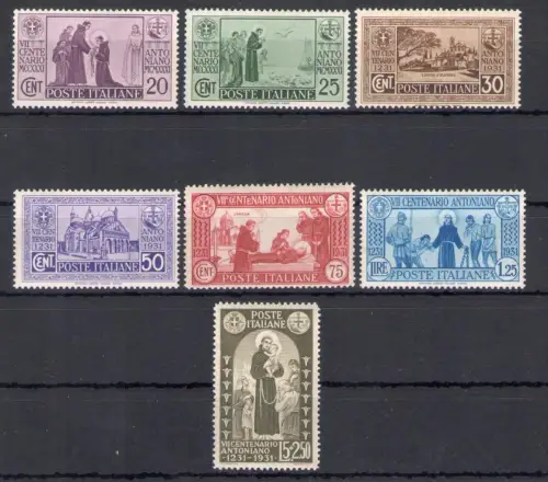 1931 Italien, Königreich, 7. Jahrhundert Todestag Sant Antonio Nr. 292-98, 7 Werte, postfrisch **