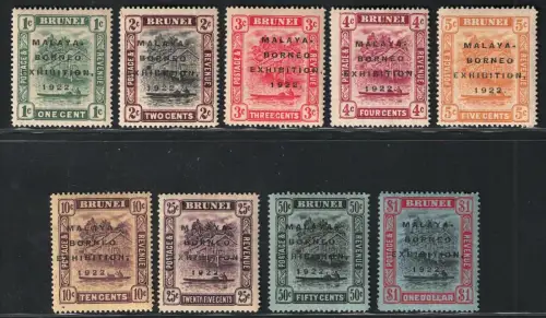 1922 BRUNEI, Malaya Borneo Ausstellung 1922 # 51/59, MH*