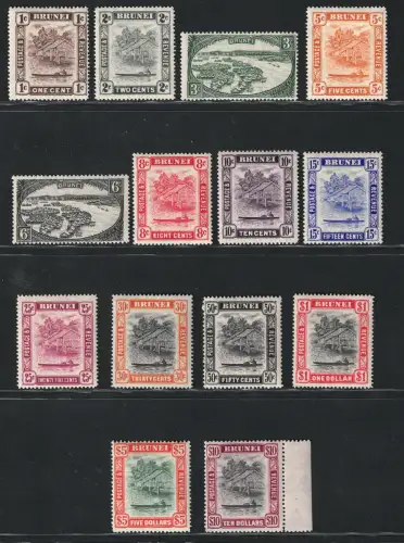 1947-51 Brunei, Stanley Gibbons Nr. 79/92, postfrisch**