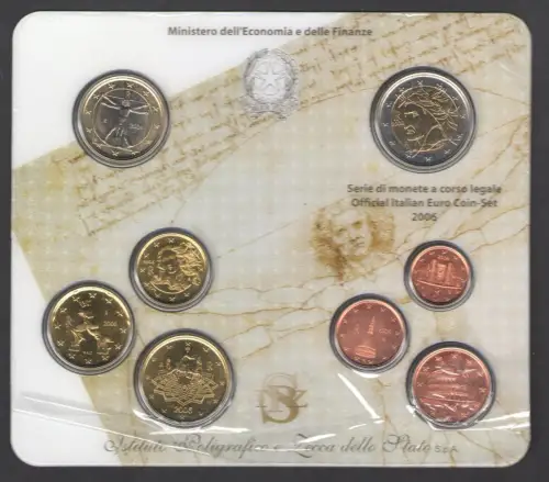 2006 Italien Italienische Republik Serie von Münzen mit gesetzlichem Kurs 8 WERTE - FDC