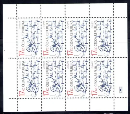 2008 EUROPA CEPT Tschechische Republik, , Der Brief, 1 Kleinbogen mit 8 Werten, postfrisch **