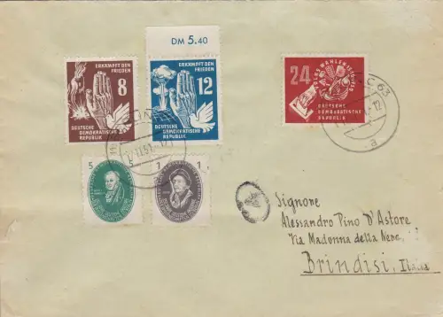 1951 DDR / DDR Handelsbrief im Tarif von Berlin nach Brindisi