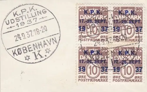1937 Dänemark, Nr. 252A Quartina gebraucht