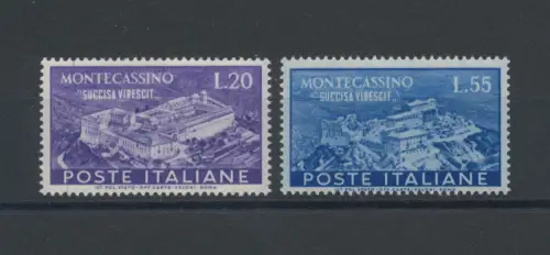 1951 Italien - Republik, Abtei von Montecassino, 2 Werte, Nr. 664/65, postfrisch **