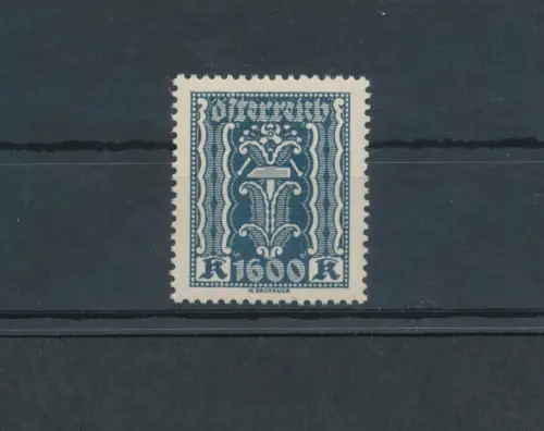 1923-24 ÖSTERREICH, Nr. 319 - 1600 Kr Schiefer - Allegorien Ergänzungswerte gezähnt 12 1/2 , 1 Wert - postfrisch **