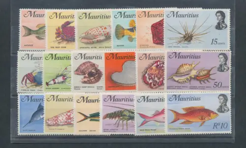 1969 MAURITIUS - Fische, Serie von 18 Werten, SG 382/399 - POSTFRISCH **