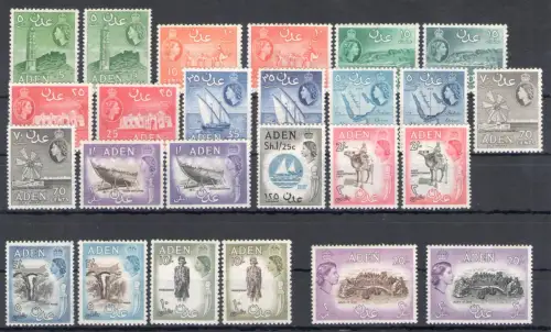 1953-63 ADEN, Stanley Gibbons Nr. 48-72, Serie von 25 Werten - postfrisch **